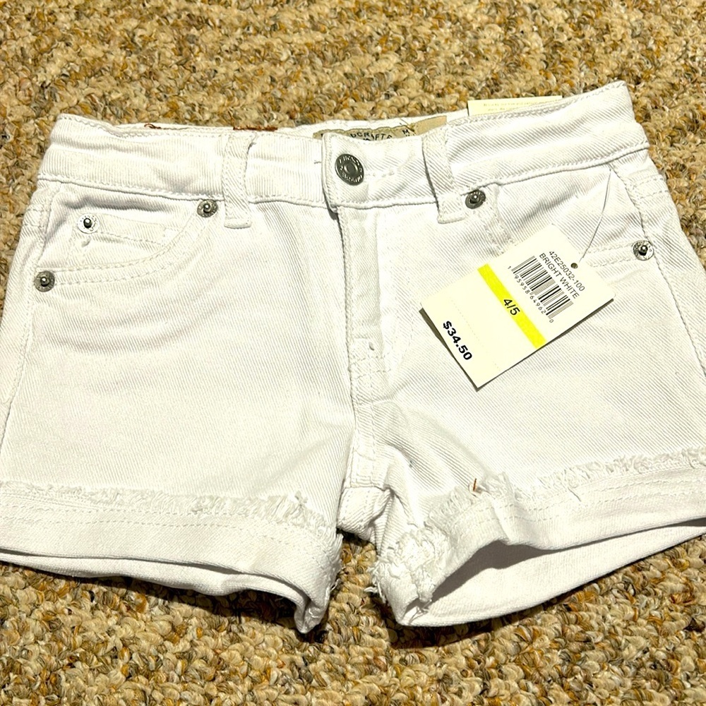 Girls Lucky Brand bright White Denim cut off Riley Short Sz 4/5 NWT